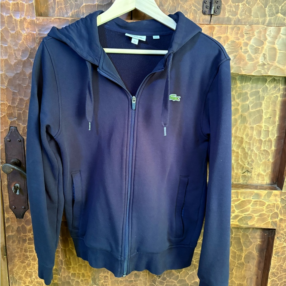 Lacoste Navy Blue Classic Fit Sweatshirt with front zipper
